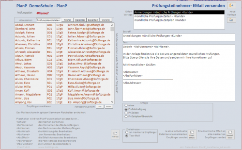 Auswahl Mail-Vorlage